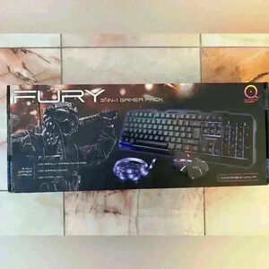 Fury 3-in-1 Gamer Pack Keyboard, Gaming Mouse, Led Strip Light